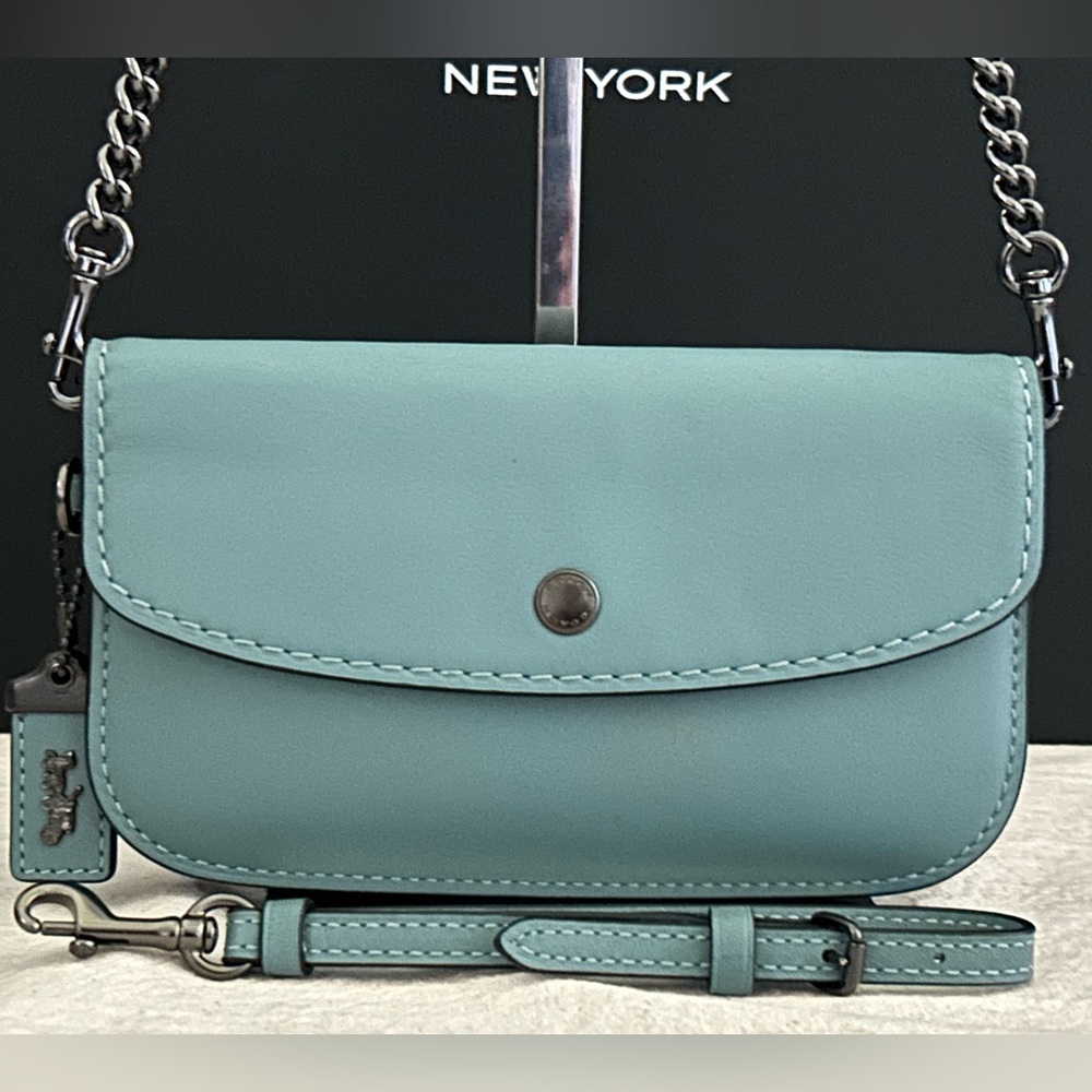 COACH 1941 Glovetanned Leather Clutch/Wristlet/Crossbody Bag in River Blue - Picture 3 of 12